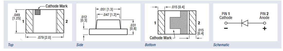 Mechanical Drawing - Dialight 597 Series Micro LED® SMD LEDs